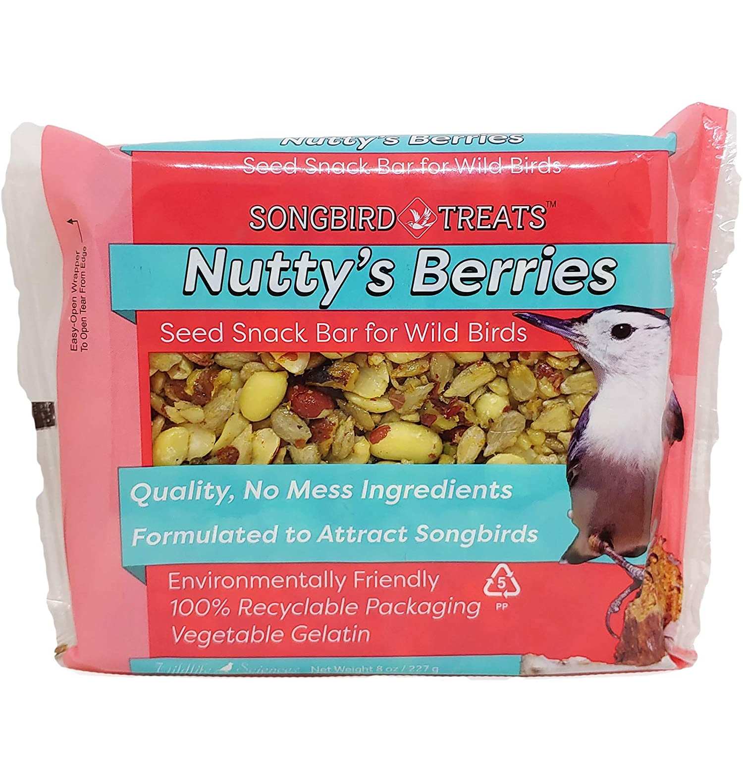 Songbird Treats Nutty's Berries Seed Bar 8 oz. 6/P